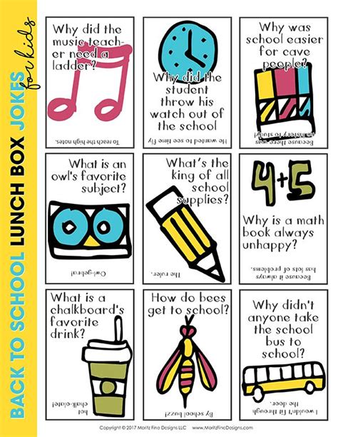 Back To School Lunch Box Jokes Free Printable Jokes For Kids