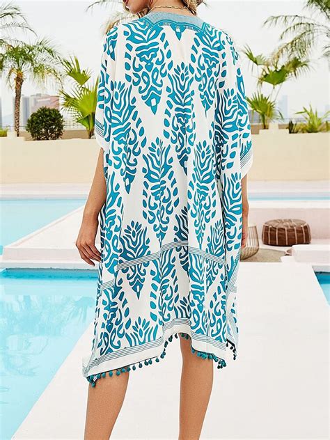 Print Bikini Cover Ups Women Summer Beach Long Blo Grandado