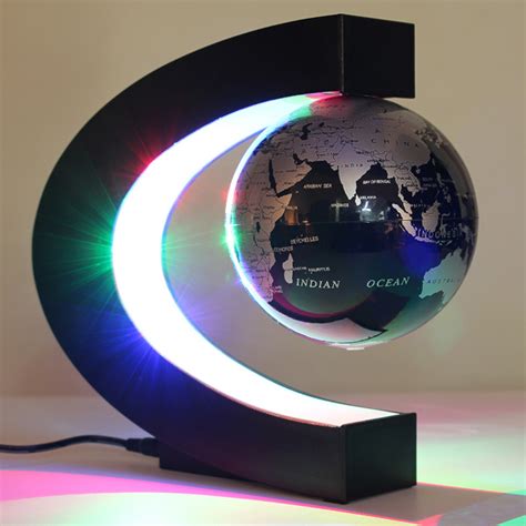 C Shape Magnetic Levitation Floating Globe World Map With Led Lights