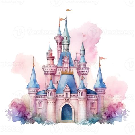 Watercolor Princess Castle Isolated 27394877 Png