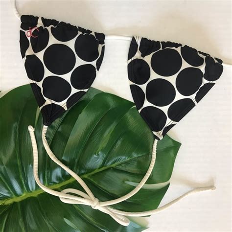 Op Swim Black White Polka Dot String Bikini Top S Poshmark