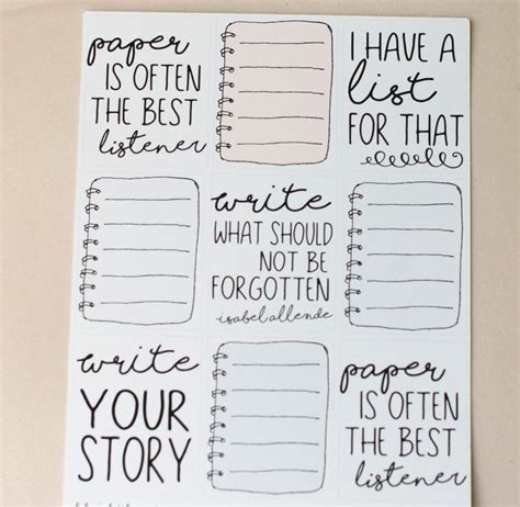 Writing Full Box Stickers Writing Quotes Stickers Notebook | Etsy