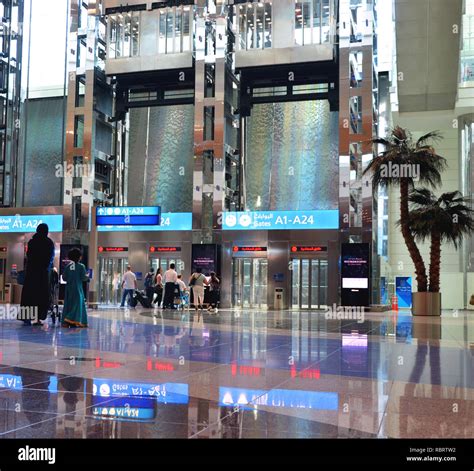 Dubai Airport, UAE - October 8th, 2017: Modern architecture with large ...