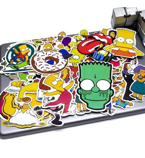 50 Stickers Calcomanias Los Simpson Bart Homero Lisa Marge Cuotas Sin