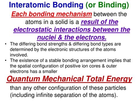 PPT Interatomic B O Nding Or Binding PowerPoint Presentation Free