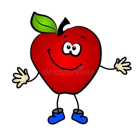 Smiling Apple Cartoon Clip Art. A cartoon illustration of a bright red ...