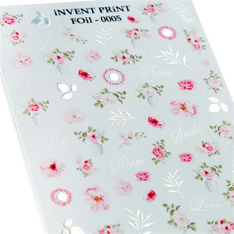 iNVENT PRiNT блестящие водные наклейки для ногтей Цветы F-005 - купить ...