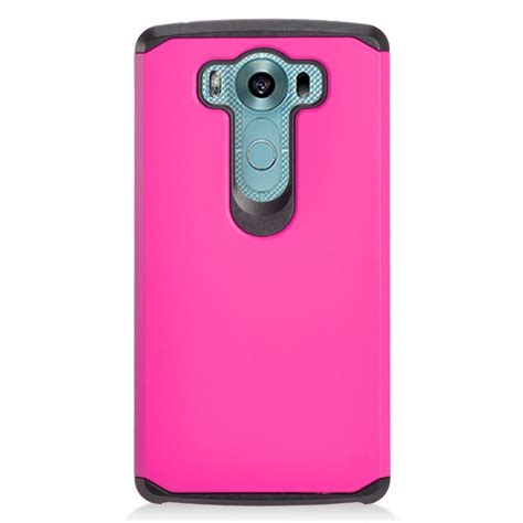 Insten Hard Dual Layer Silicone Case For Lg V Hot Pink Black