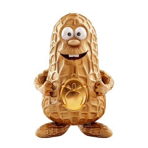 Funny Smiling Golden Peanut, Funny Peanut, Smiling Peanut, Golden