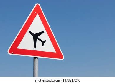 D Render Traffic Sign Lowflying Aircraft Stock Illustration