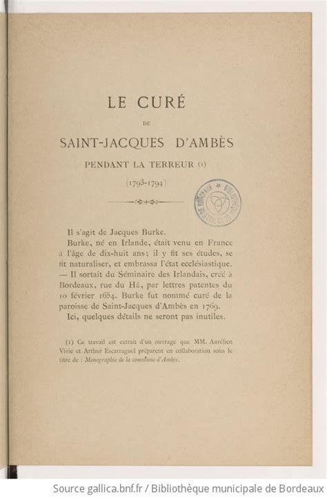 Le curé de Saint Jacques d Ambès pendant la Terreur par MM Aurélien