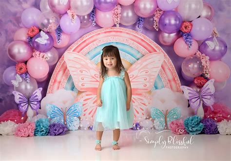 Butterfly Backdrop Butterfly Birthday Backdrop Cake Smash Backdrop