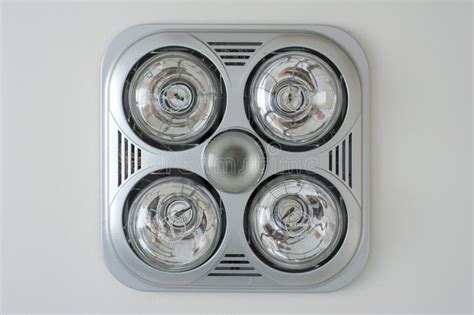 Radiant Infrared Heat Lamps On A Bathroom Ceiling Stock Image Image