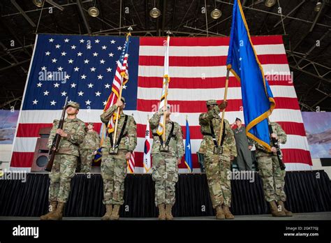 The 51st Fighter Wing Honor Guard Posts The Colors During The 51st