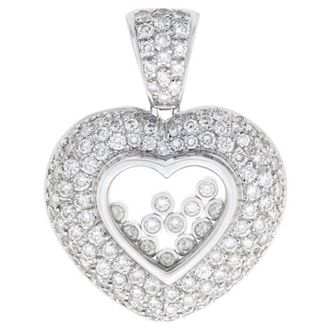 Large Floating Diamond Gold Heart Pendant At 1stDibs