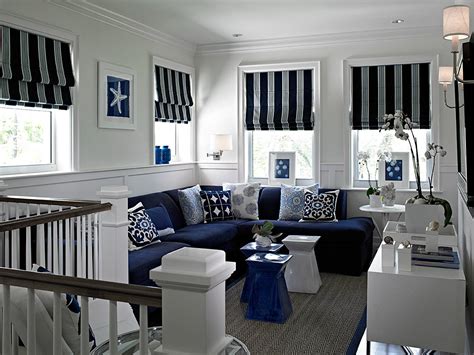 Navy Blue And White Striped Sofa Baci Living Room