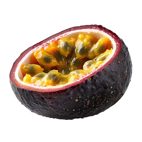 AI generated Passion fruit PNG. Purple passion fruit top view PNG