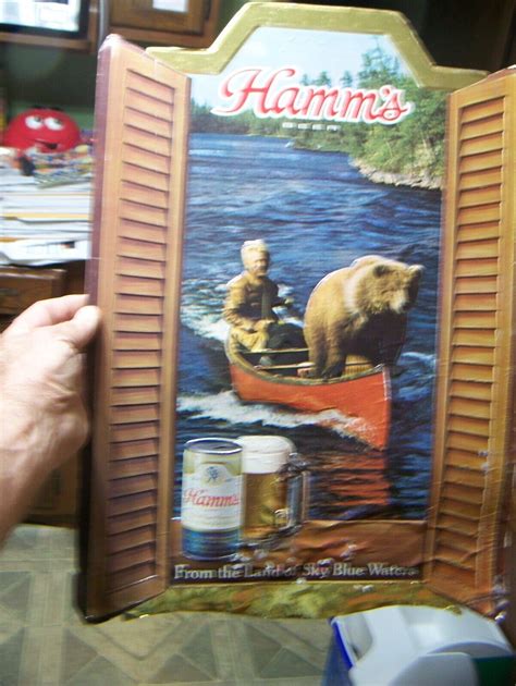 Vintage Hamm's Beer Sign Grizzly Bear With Man In Canoe | #4574456350
