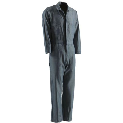 Berne Mens Blue Stripe Standard Unlined Cotton Twill Coveralls By