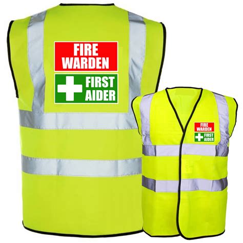 Fire Warden First Aider Combined Hi Vis Safety Vest Waistcoat En