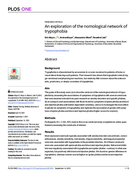 Pdf An Exploration Of The Nomological Network Of Trypophobia