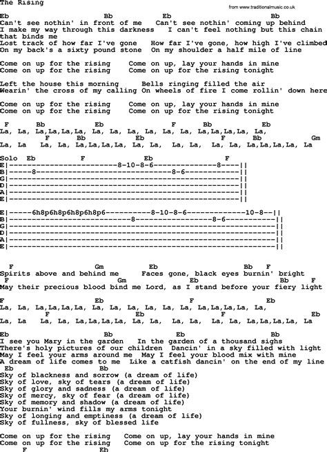 Bruce Springsteen song: The Rising, lyrics and chords