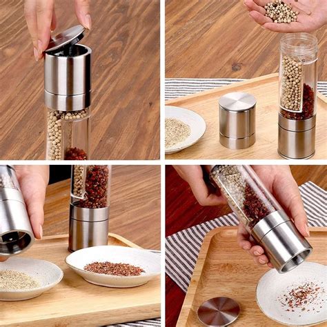 2 In 1 Salt And Pepper Grinder Stainless Steel Dual Purpose Salt And