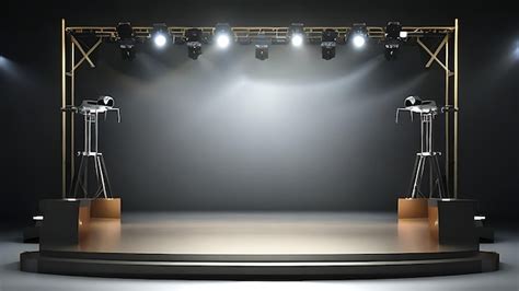 Premium Ai Image Empty Stage With Lighting Equipment On A Stage