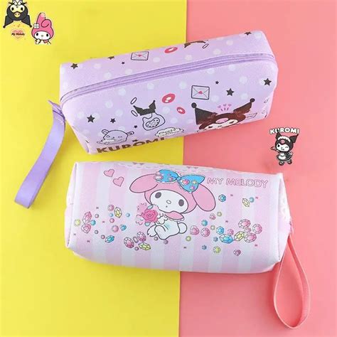 Sanrio Pencil Cases Kawaii Kuromi Cinnamoroll Pencil Bag Single Layer