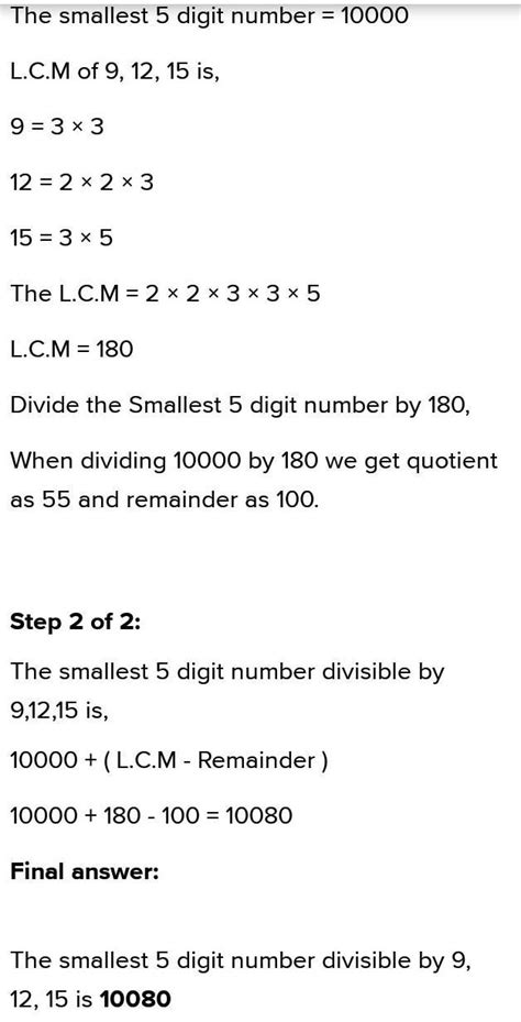 Find The Smallest 5 Digit Number Divisible By 91315