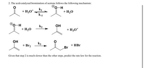 Solved The Acid Catalyzed Bromination Of Acetone Follows Chegg