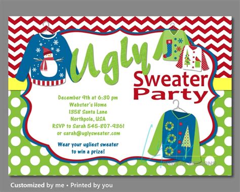 Ugly Christmas Sweater Invitation Ugly Sweater Party Invitation Customizable Ugly Sweater Invite ...