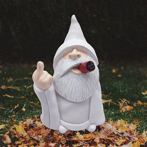 Minicar Large 10 Tall Funny Smoking Garden Gnome With Middle Finger