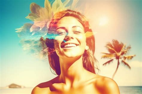 Premium Photo Summer Themed Double Exposure Bikini Portrait