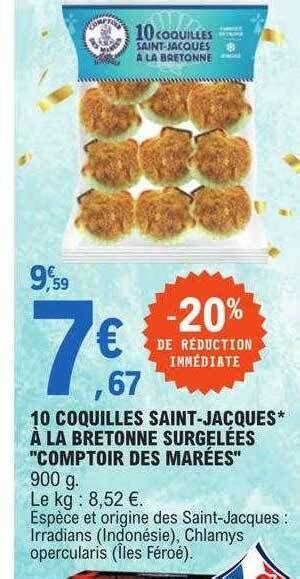 Promo Coquilles Saint Jacques La Bretonne Surgel Es Chez E Leclerc