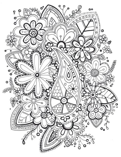 Desenho De Zentangle Flores E Folhas Para Colorir Tudodesenhos