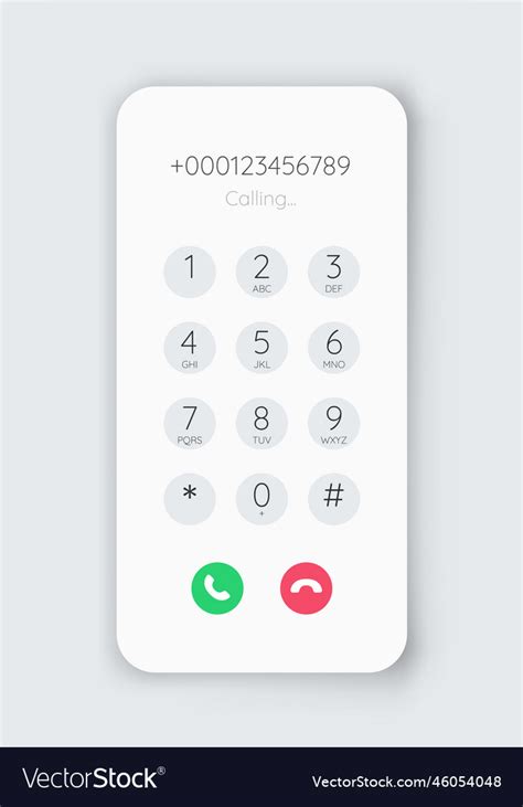 Smartphone Dial Phone Ui Number Pad Call Vector Image