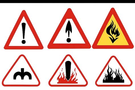 Set Of Warning Sign On White Background Danger Sign Premium AI