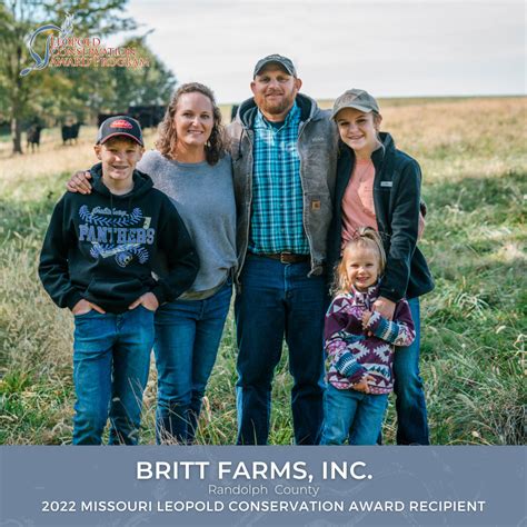 Britt Farms Receives 2022 Missouri Leopold Conservation Award