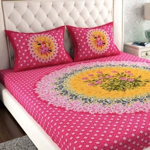 Leo Creation 144 TC Cotton Double Jaipuri Prints Flat Bedsheet Buy