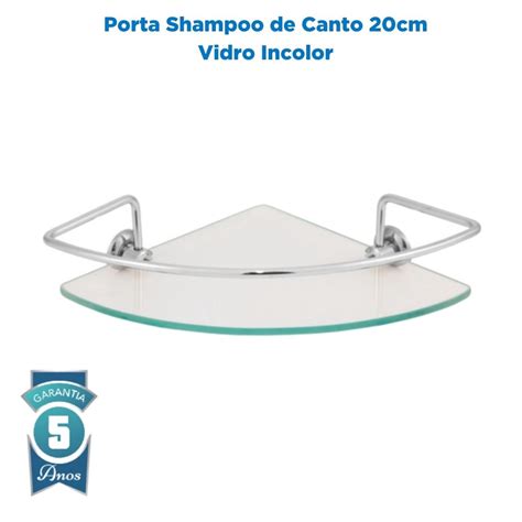 Porta Shampoo De Canto De Vidro Transparente Para Banheiro 20CM