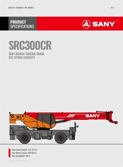 Sany Src Cr Rough Terrain Crane Load Chart Specification Cranepedia