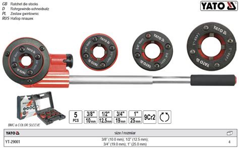 Набор клуппов трубных YATO плашки резьбонарезной 3/8",1/2",3/4",1" 5 ...