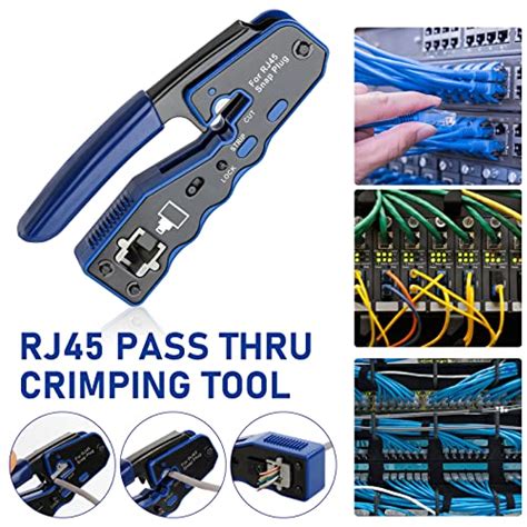 Rj45 Crimp Tool Kit Pass Thru Ethernet Crimper For Cat5e Cat6 Cat6a