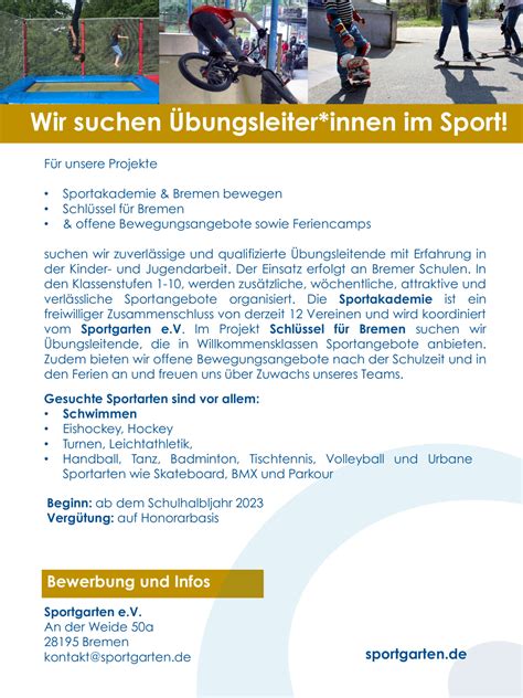 Bungsleiter In Im Sport Sportgarten E V Bremen