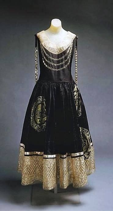 Dress House Of Lanvin 1924 Design By Jeanne Lanvin Silk Metallic Thread Glass The