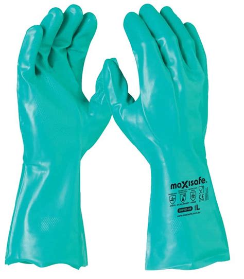 Maxisafe Green Nitrile Chemical Glove 33cm Sprayline WA