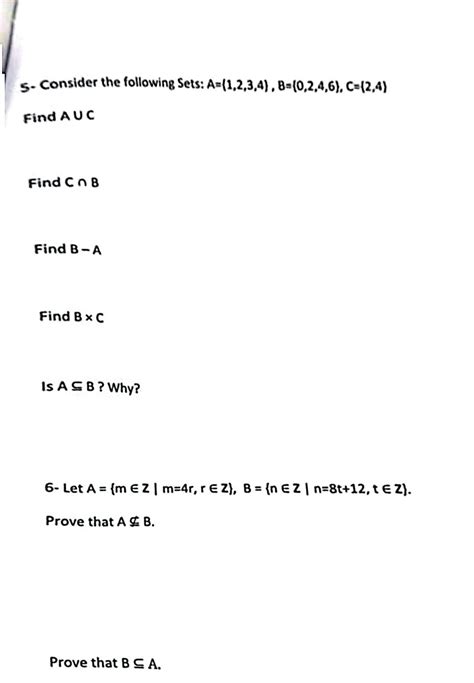 Solved 5 Consider The Following Sets