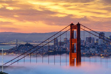 Golden Gate Bridge Fog Sunrise