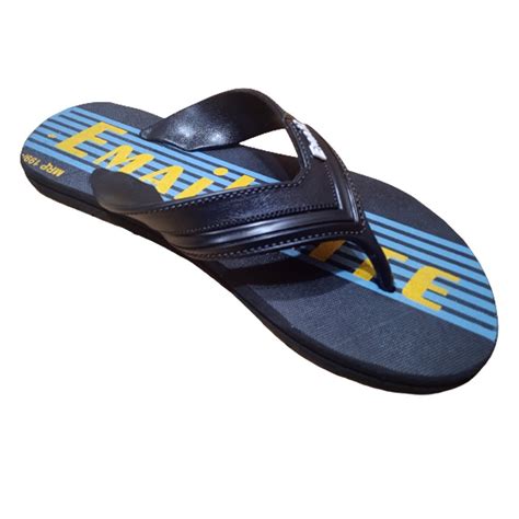 Black Yellow Printed Men Rubber Hawai Slipper Design Pattern Printing